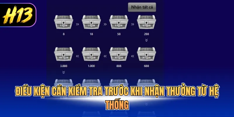 Điều kiện cần kiểm tra trước khi nhận thưởng từ hệ thống