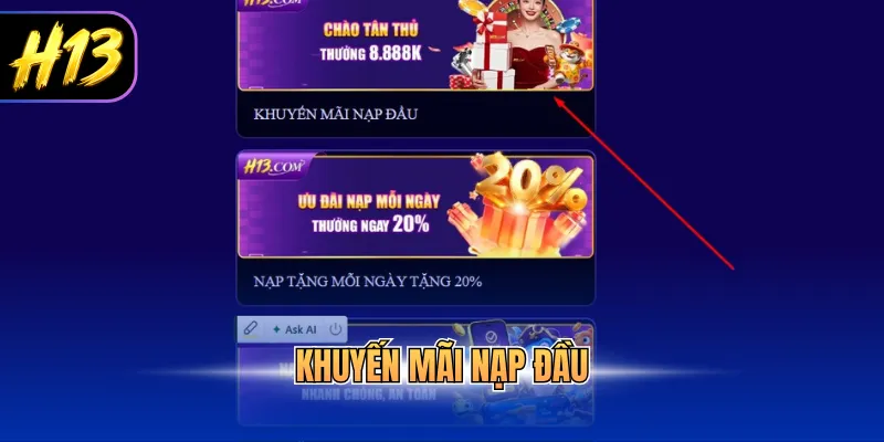 Khuyến mãi nạp đầu
